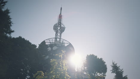 walking around high transmitter among the grass