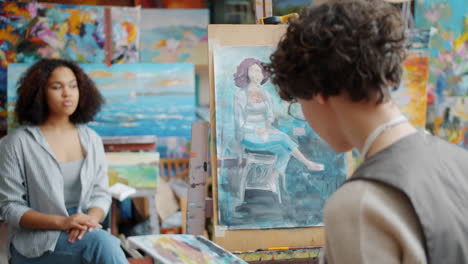art class session: painting a portrait