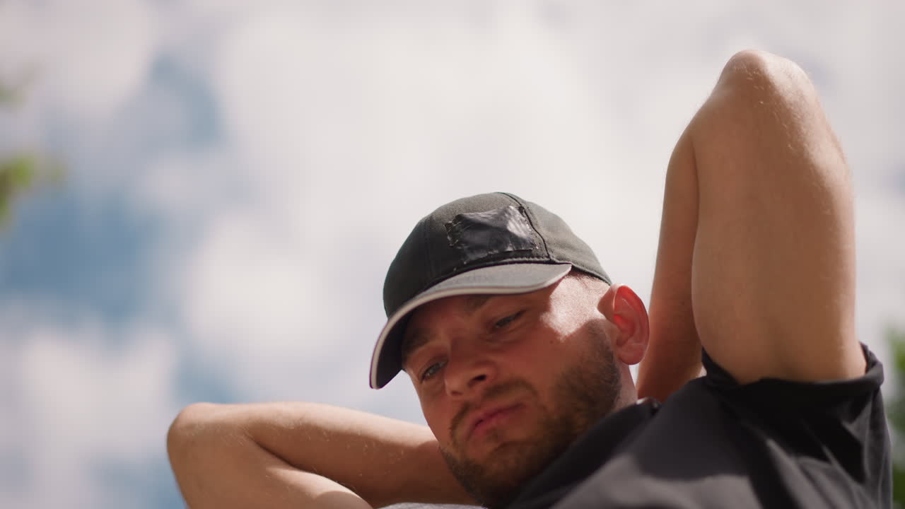 Person Lifts With Resistance Band, Silhouette Of Person Preparing Workout With Resistance Device, Sky Background Showcases Figure Stretching Upward With Resistance Band During Exercise