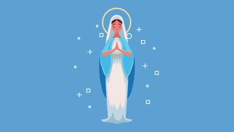 mary virgin with blue suit animation