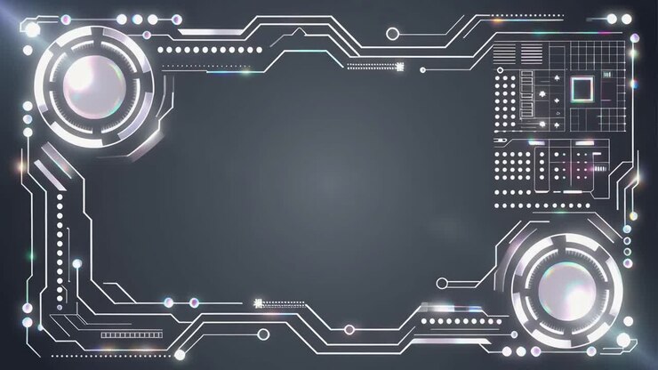 Cornice digitale animata ad alta tecnologia con linee di circuito luminose