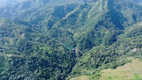 Aerial-shot-of-Tireo-Dam-in-Loma-de-Blanco-Bonao,-Dominican-Republic