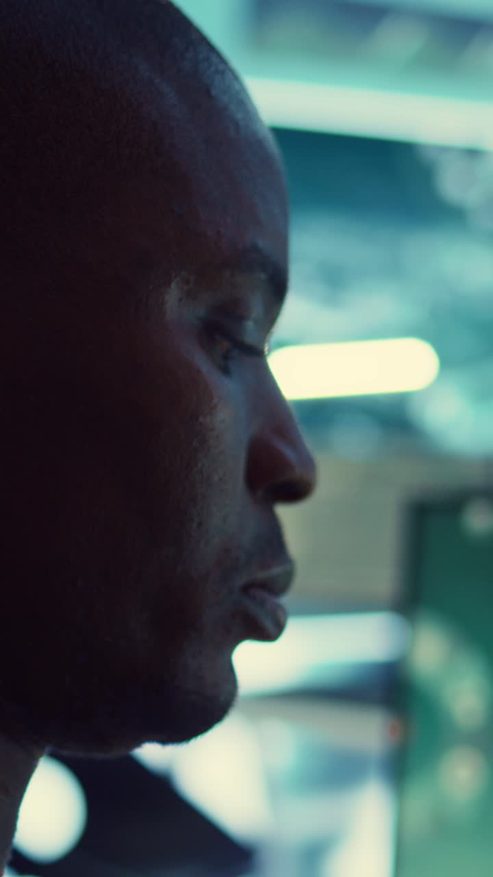 Close Up Profile of a Focused African American Man
