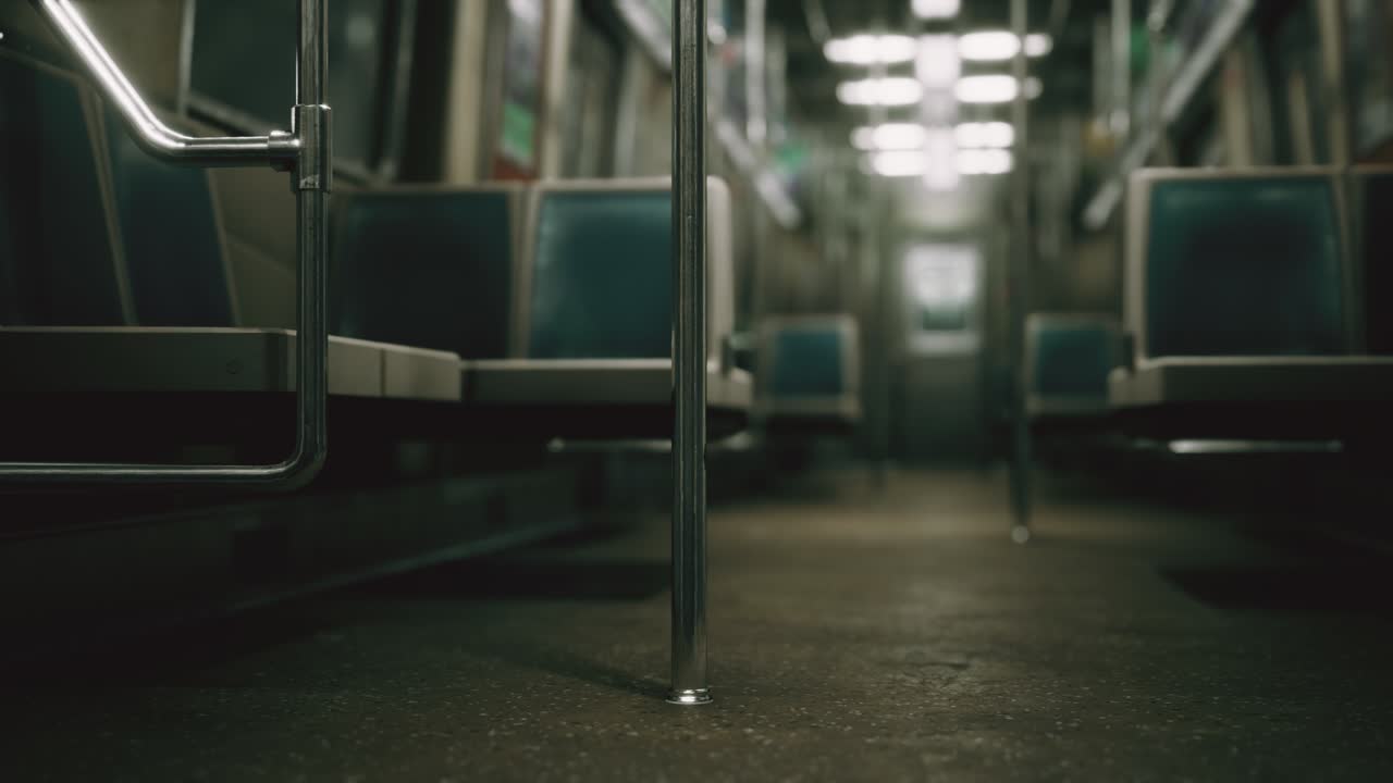 코로나바이러스 코로나19 전염병으로 인해 미국의 지하철 차량이 비어 있습니다.