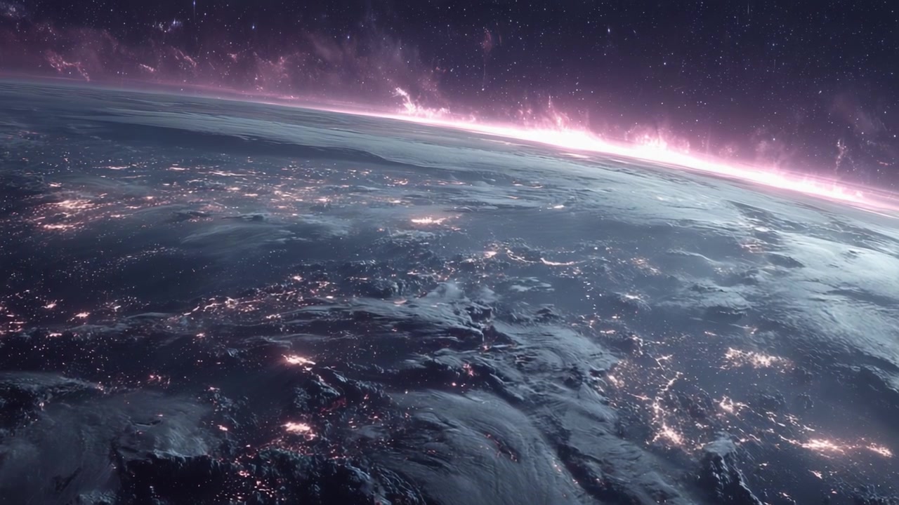 A Stunning View of Earth from Space Capturing the Serene Beauty of Our Planet Against the Backdrop of a Distant Cosmic Landscape Filled with Stars