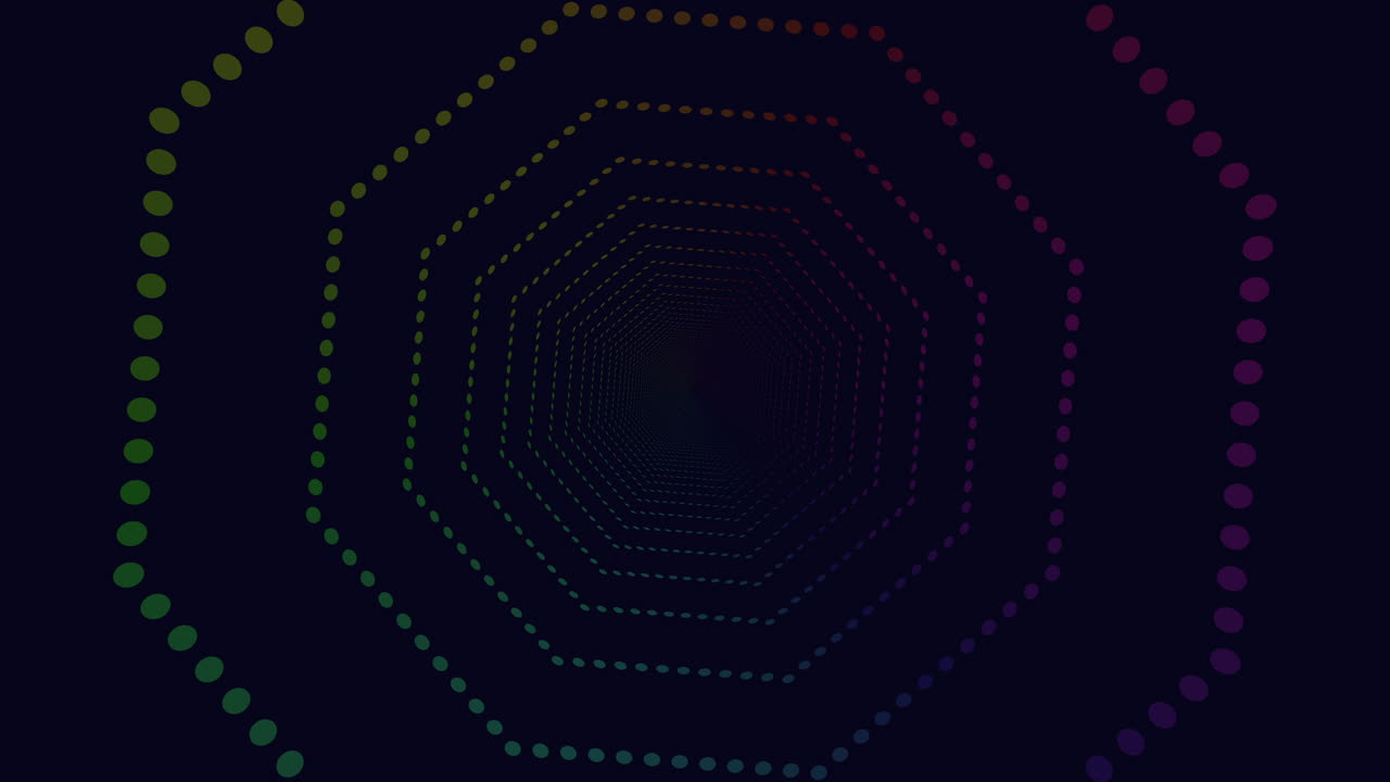 Spiral futuristic tunnel in dark space from dots with rainbow color 3