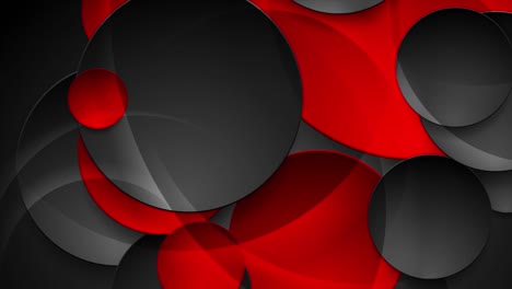 círculos brillantes rojos y negros fondo de movimiento de alta tecnología abstracto