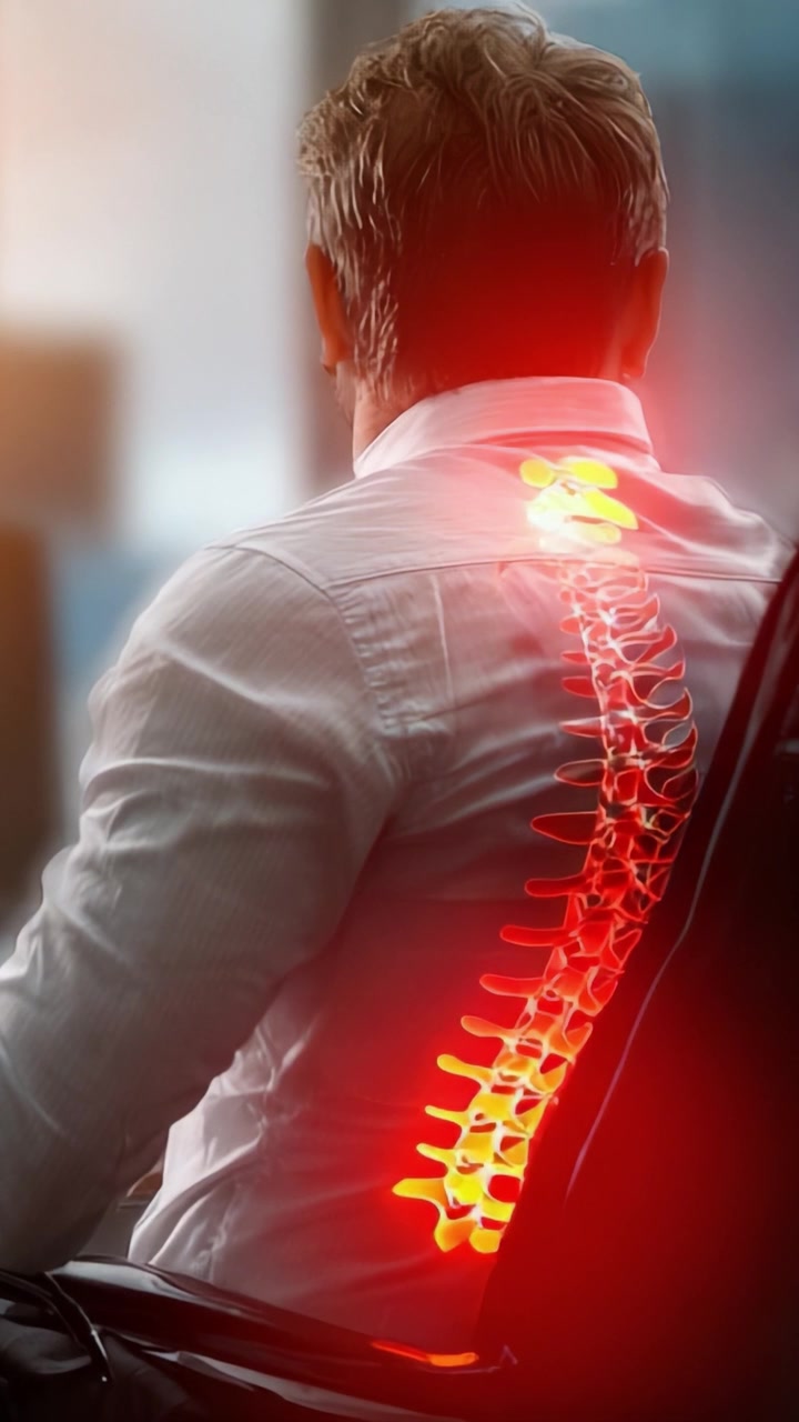 Exploring the Visual Representation of Spinal Health: A Man's Posture Highlighting Back Pain and the Importance of Ergonomics in Modern Office Life