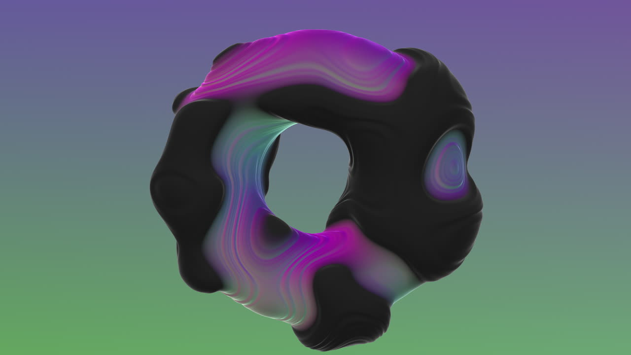 Abstract artwork showcasing a mesmerizing black and purple swirl against a vibrant green backdrop, creating a visually intriguing and dynamic composition