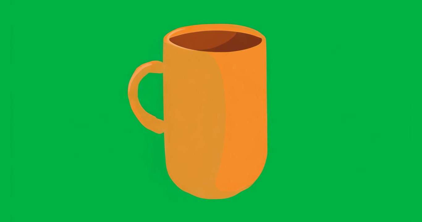 On start mug rotating on axis from right handle to rear showcasing design with clear background