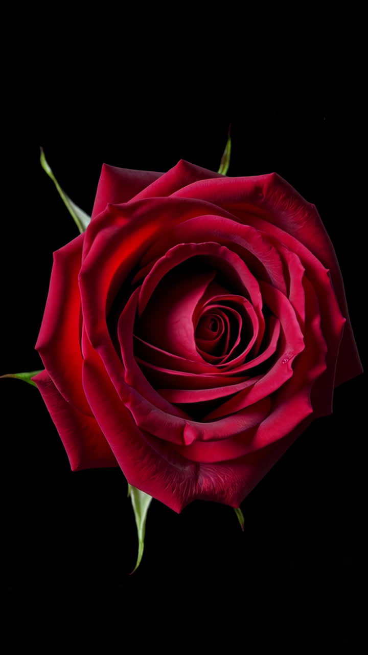 Primo piano di rose rosse su sfondo nero