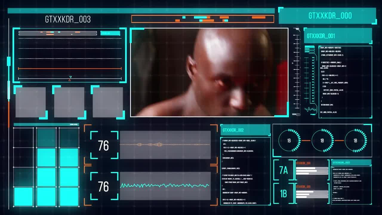 animación de la pantalla con procesamiento de datos sobre el boxeo afroamericano