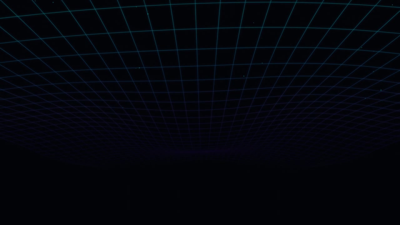 Abstract Digital Grid Moving Through Dark Space