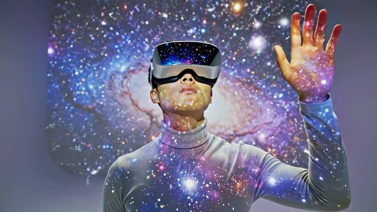 Man experiencing virtual reality with VR headset