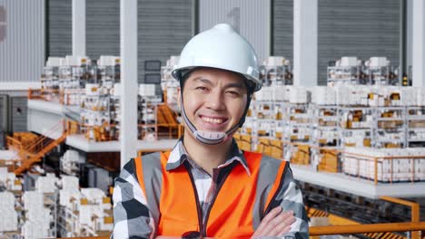 trabajador de almacén sonriente