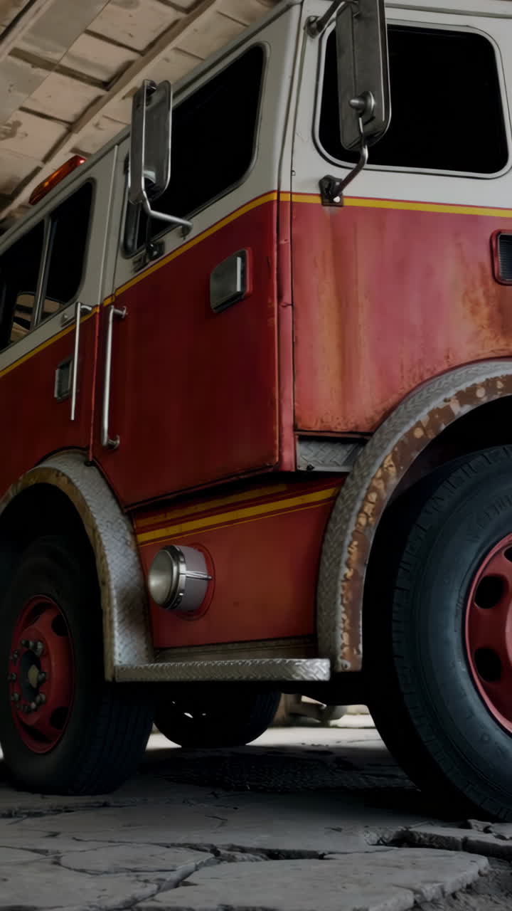 Old Fire Truck in a Garage