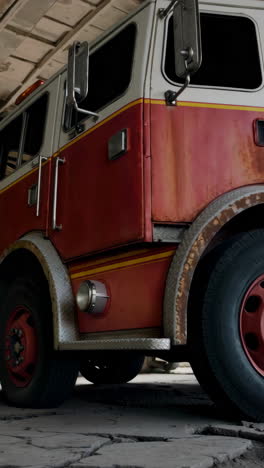 old fire truck in a garage