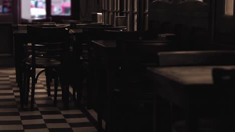 interior of a traditional argentinean cafe. sepia tone. 4k resolution.