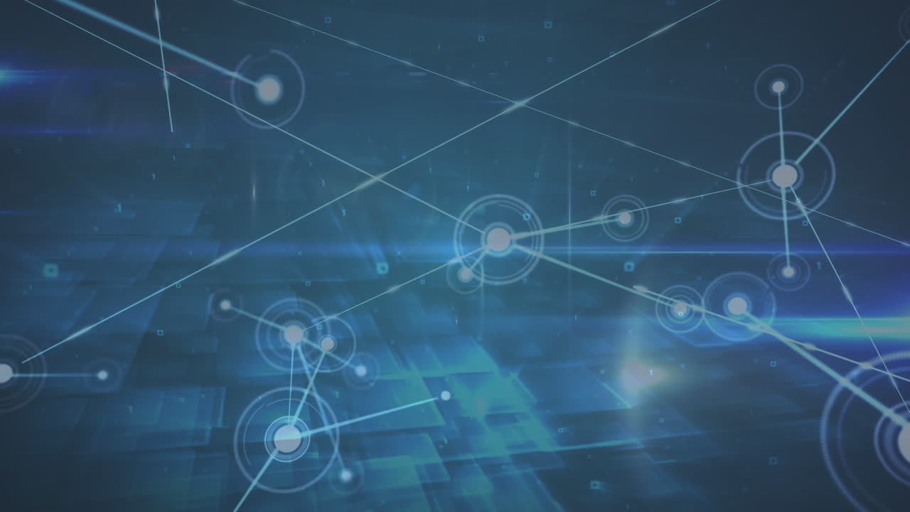 animación en la red de conexiones sobre fondo azul