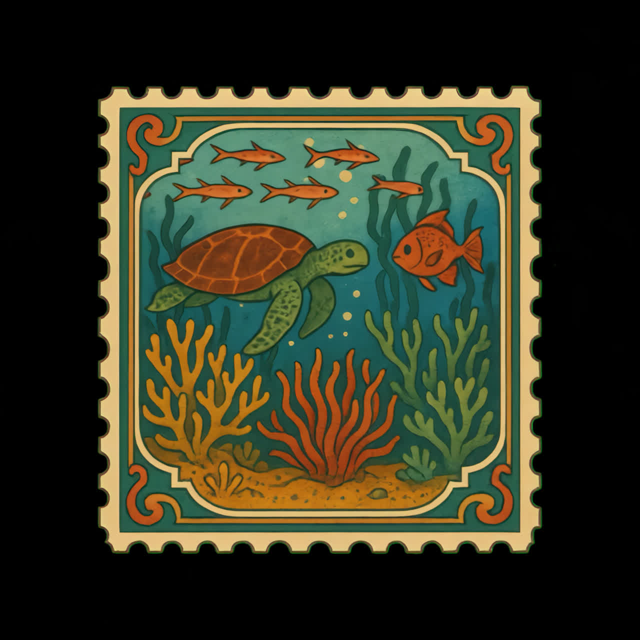 Animazione di illustrazioni colorate di vita marina, risorsa isolata, video 4K trasparente, canale alfa