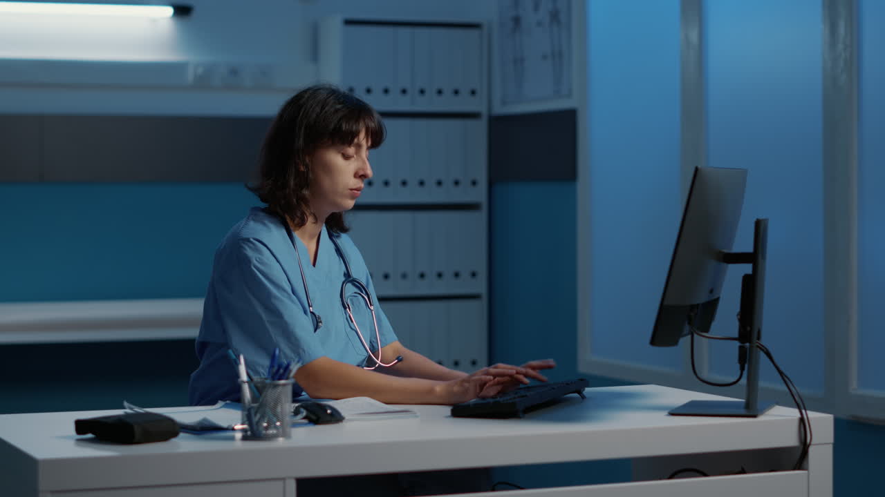 Healthcare Professional Working at Night