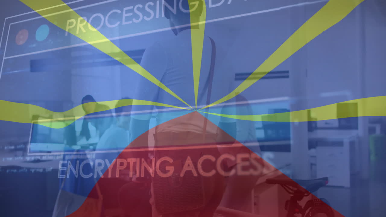 재결합의 발의 애니메이션과 데이터베이스 서버 텍스트를 사무실의 다양한 동료에 대해