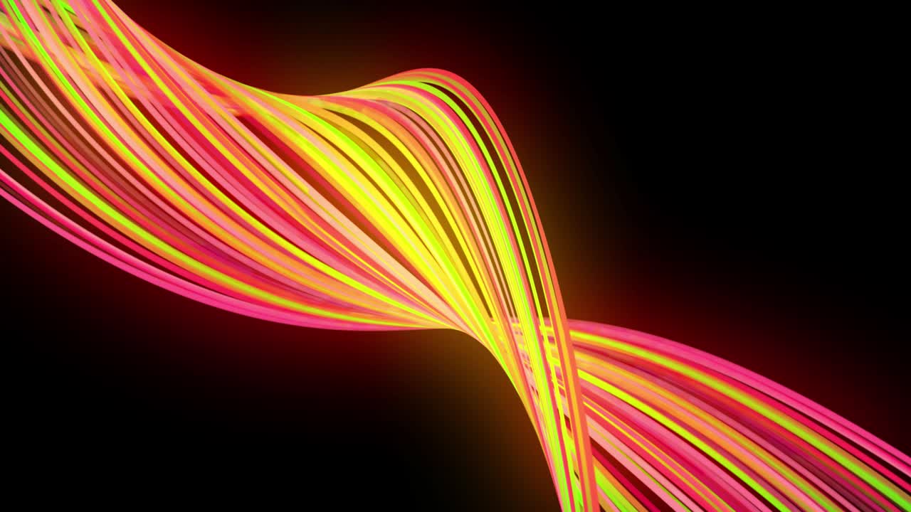 flujo de luz bg en 4k. fondo en bucle abstracto con rastros de luz, flujo de líneas de neón verde rojo amarillo en el espacio se mueven para formar formas en espiral. diseño de movimiento moderno de moda efecto de luz de fondo