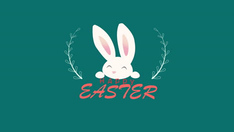 Primer-Plano-Animado-Feliz-Pascua-Texto-Y-Conejo-Sobre-Fondo-Verde-1