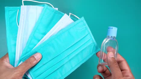 face masks and hand sanitizer for protection