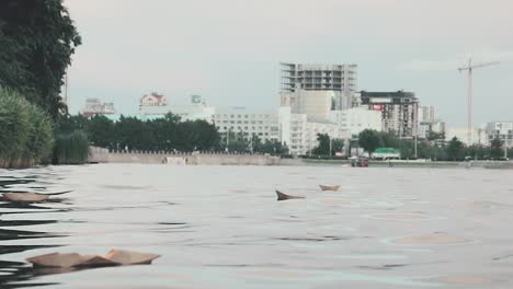 paper boats on the river