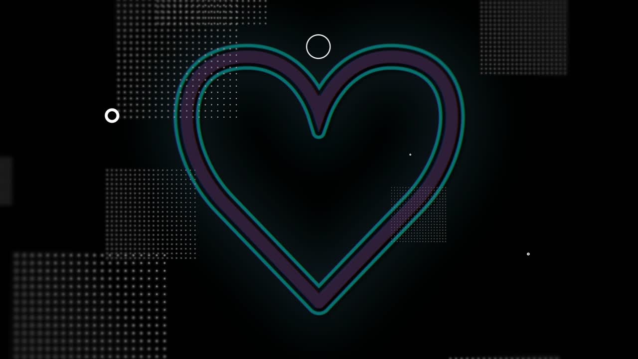 행에서 펄스 네온 블루 하트 패턴