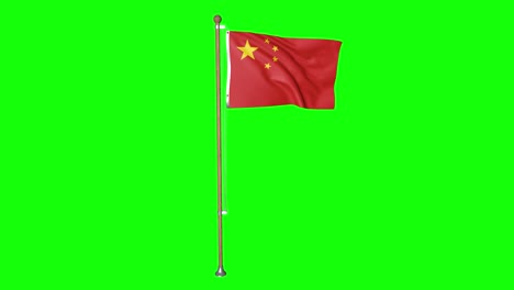 Green-screen-china-flag-with-flagpole