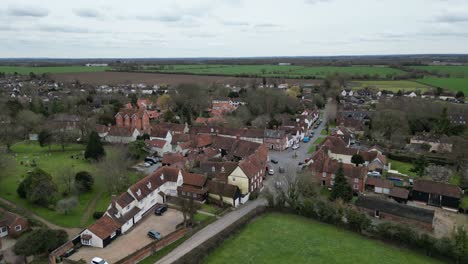 hatfield broad oak village essex uk panning drone, aerial, view from air, birds eye view