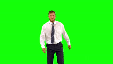 Businessman-walking-towards-camera-and-shouting-angrily