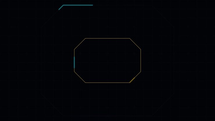 Interfaccia HUD digitale astratta con linee geometriche in movimento