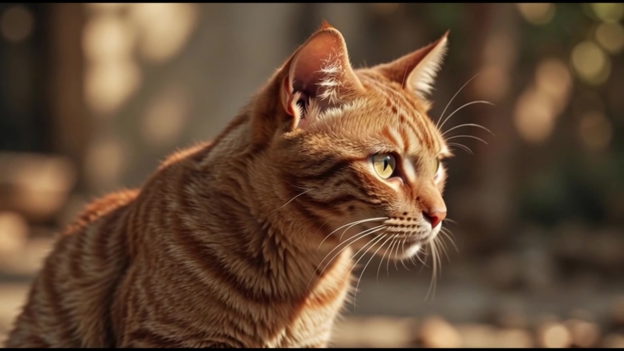 Ritratto ravvicinato di un gatto soriano arancione che si guarda intorno