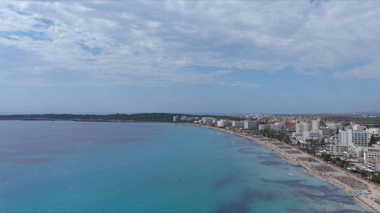 Mallorca: Aerial View Of Resort Town Son Servera On Majorca Island, Spain, Europe | Beach Follow