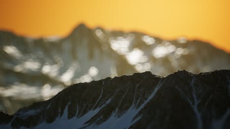 winter landscape in mountains at sunset