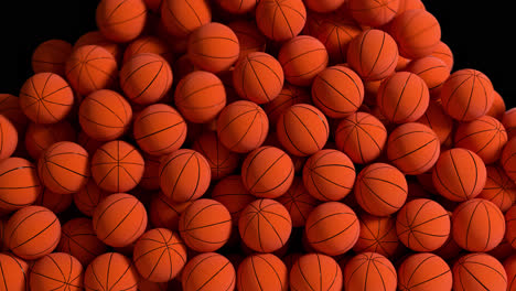 basketballs falling transition animation with alpha channel. 3d rendering