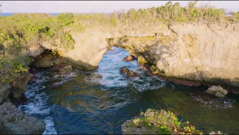 The-Hondonada-Natural-Arch-Formation-In-Las-Galeras,-Samana,-Dominican-Republic