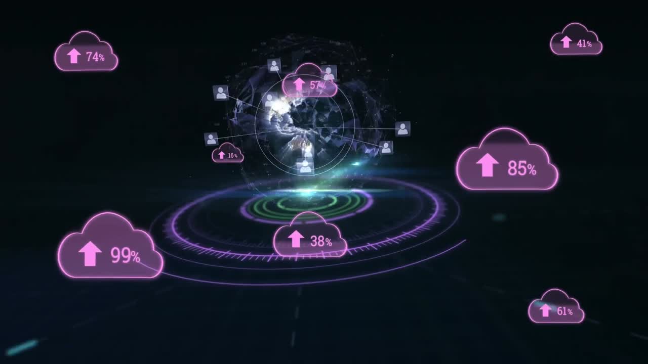 animación de nubes con un número creciente en todo el mundo