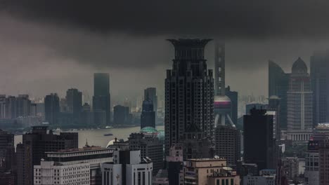 rainy day view on most famous shanghai buildings 4k time lapse