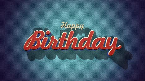 tarjeta de cumpleaños de estilo tela vintage sobre fondo azul