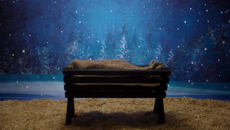 a reveal of a manger in a stable