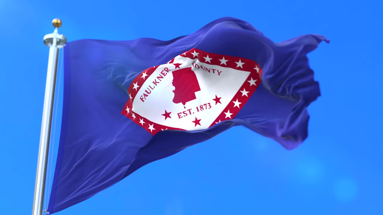 Flag of Faulkner county, state of Arkansas, in United States - loop