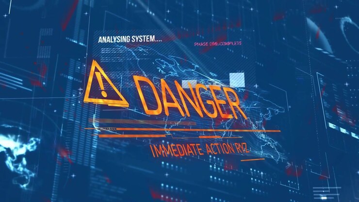 3D globe scanning initiating warning icon fading and morphing DPT into danger requiring action