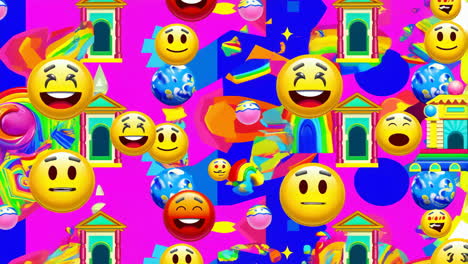 emoji and rainbow pattern