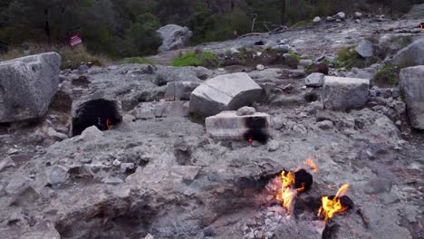 eternal flames: ancient ruins burning