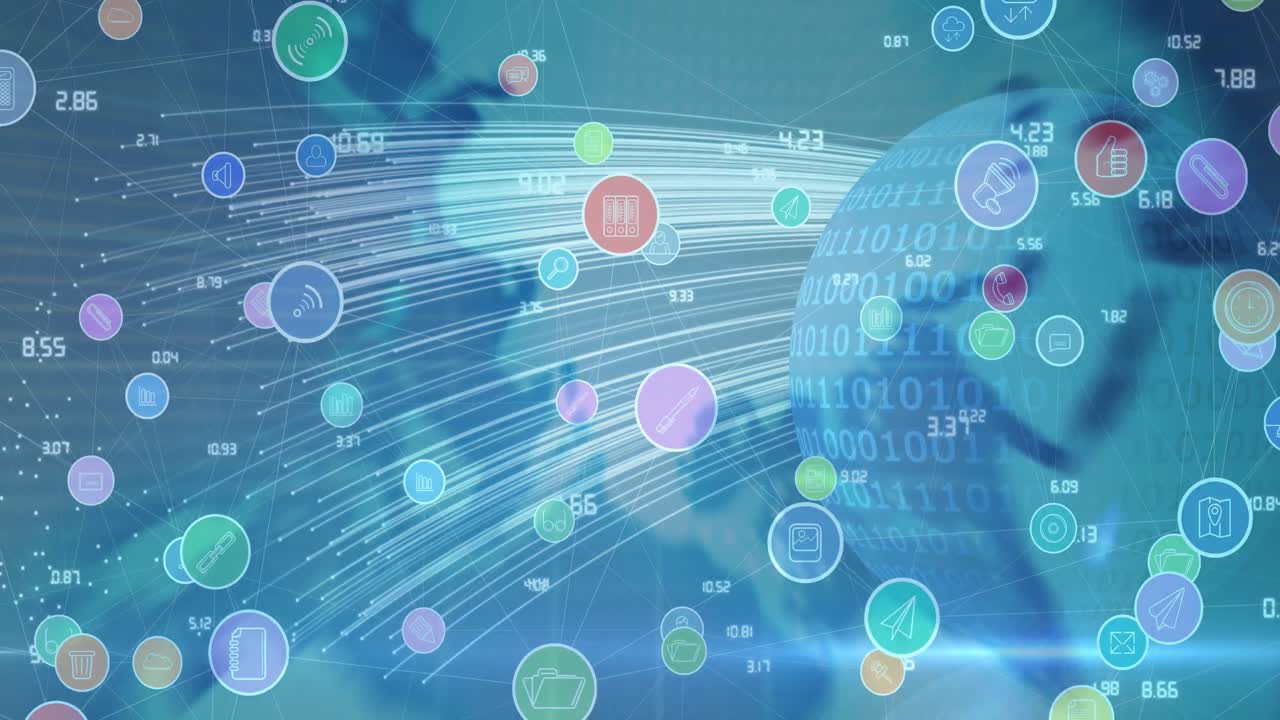 디지털 화면에서 데이터 처리 및 아이콘의 애니메이션