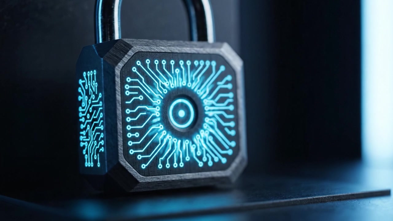 A High-Tech Digital Lock Showcasing Intricate Circuit Patterns and Illuminated Designs, Emphasizing Modern Security Technology and Innovation in Lock Systems.